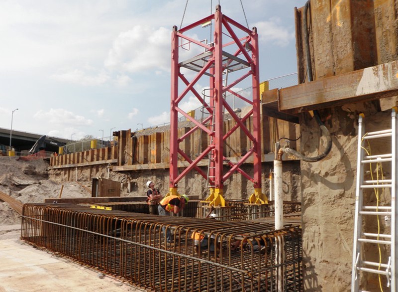 Concrete and reinforcement work at a construction site